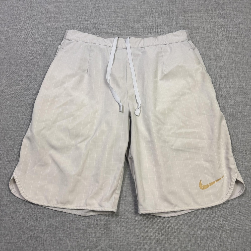 Nike Gladiator Premier 9" Tennis Shorts Mens Small Beige Athletic Dri-FIT